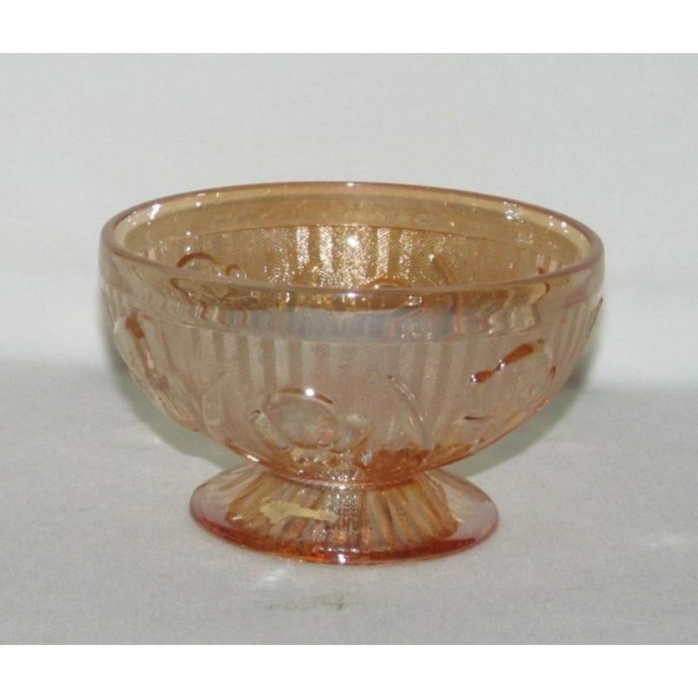 Jeannette Glass IRIS AND HERRINGBONE Marigold Iridescent Low Footed Sherbet